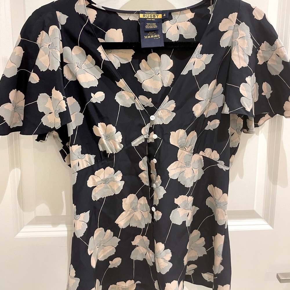 Ralph Lauren Rugby Floral Silk Shirt- Size 4
